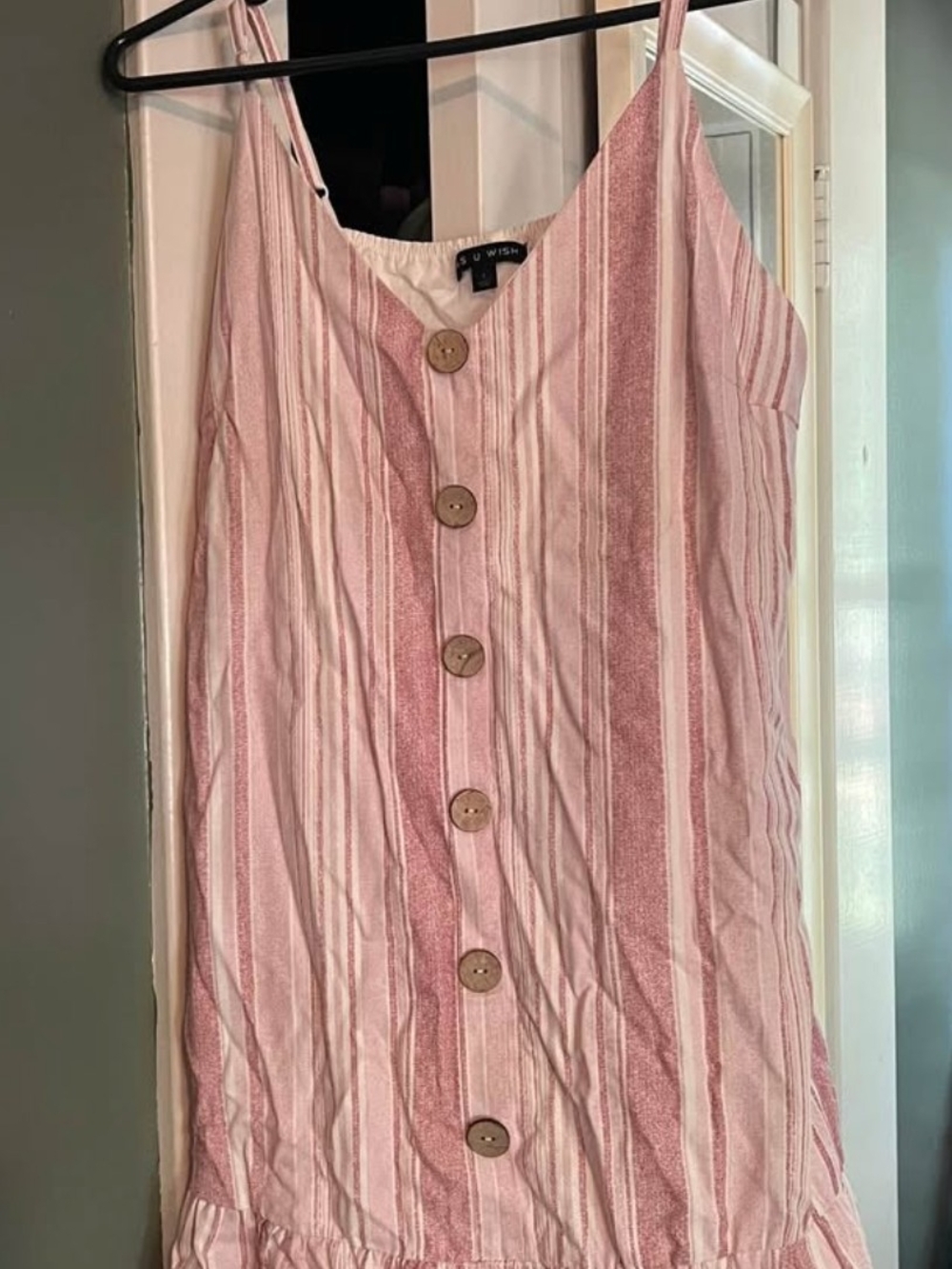 Lush Pink and White Striped Button-Front Dress